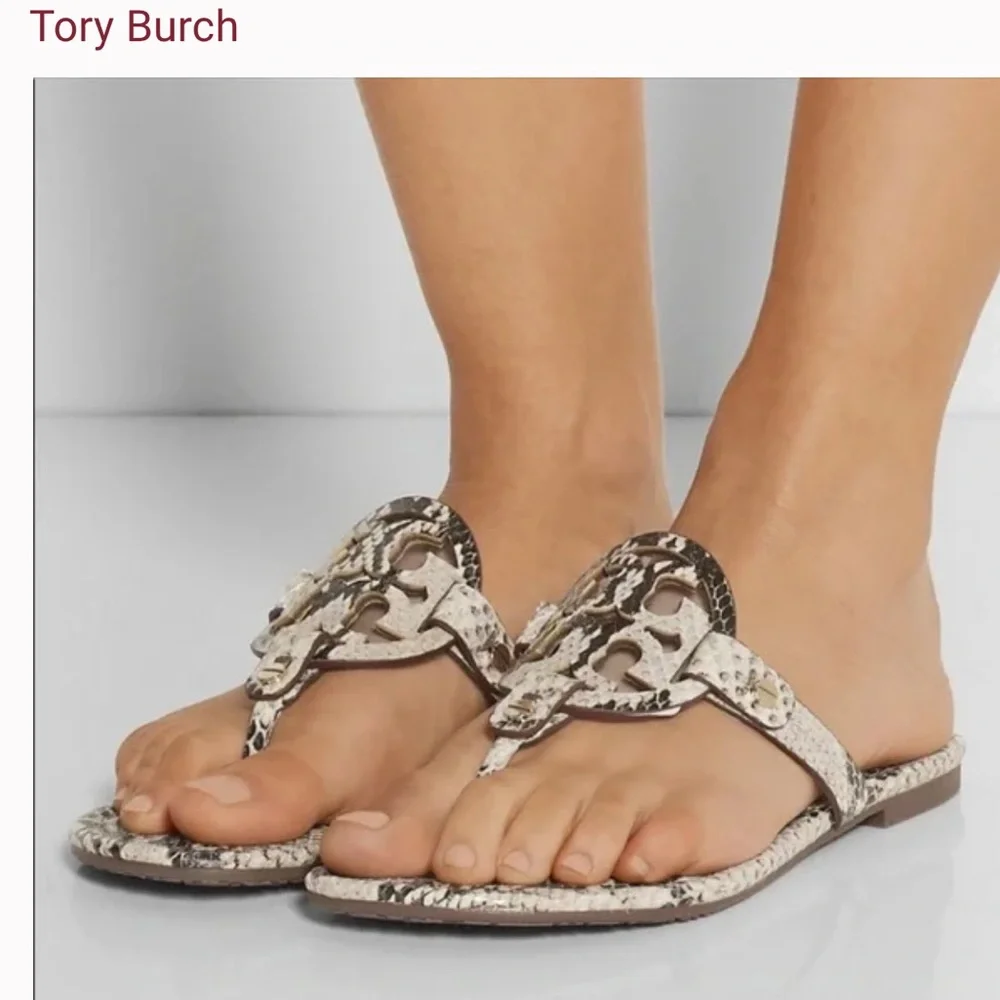 TORY BURCH miller stamped snake print sandals Size 9.5 gently used